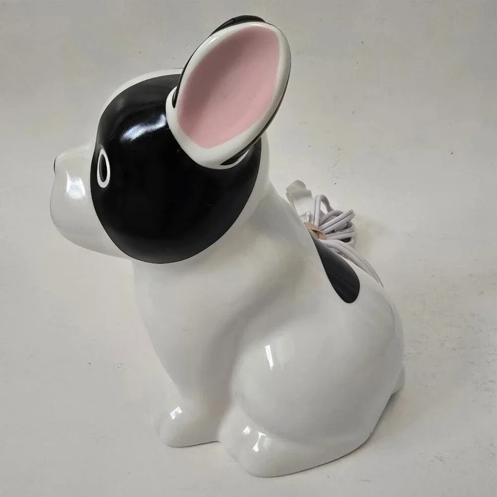 French Bulldog Black & White Ceramic Night Light Lamp